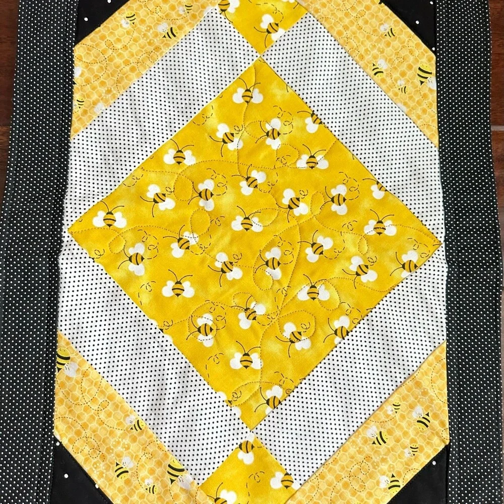 Set of 2 Quilted Hexagon /Table Topper and Table Runner